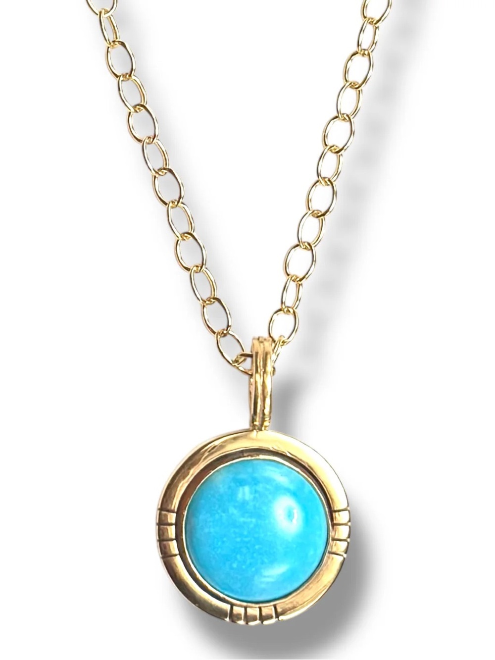 Gold Pendant Necklace with Turquoise Stone